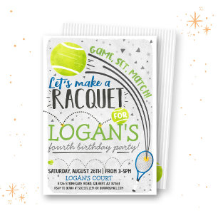 Invitation d'anniversaire de tennis