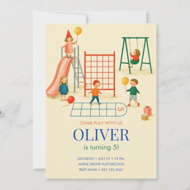 Invitation d'anniversaire de terrain de jeu (Devant)