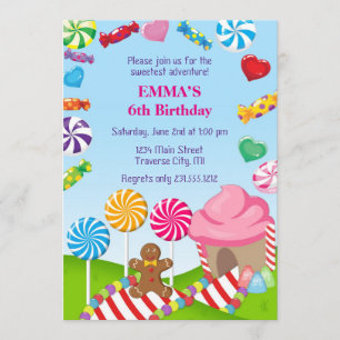 Invitation d'anniversaire de terre de sucrerie