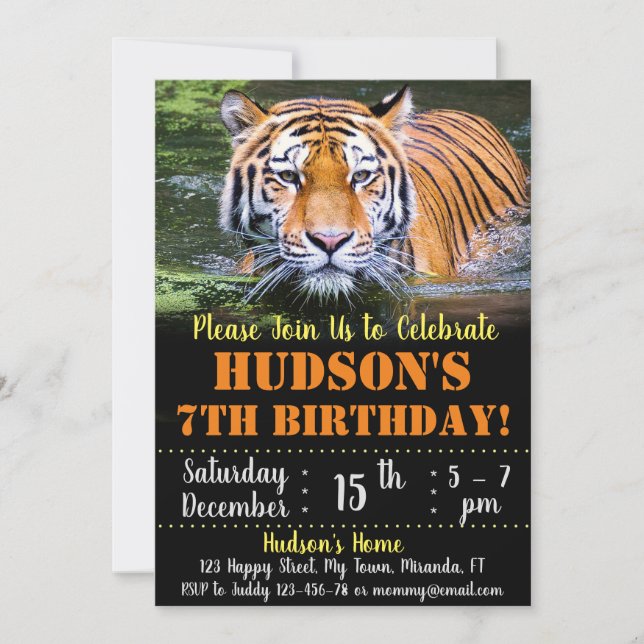Invitation d'anniversaire de Tiger (Devant)
