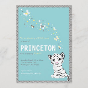 Invitation d'anniversaire de tigre blanc personnal