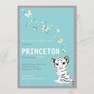 Invitation d'anniversaire de tigre blanc personnal
