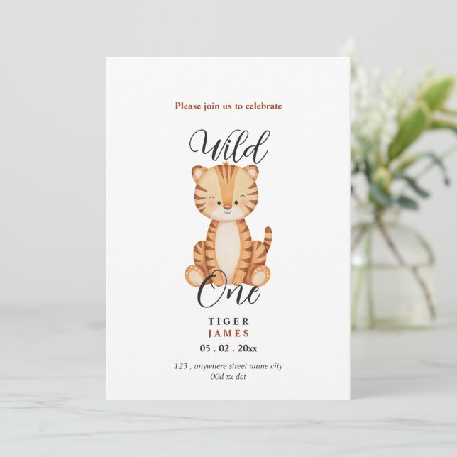 Invitation d'anniversaire de Tigre de Safari Migno (Debout devant)