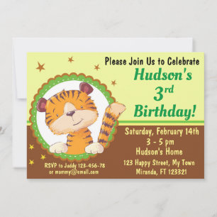 Invitation d'anniversaire de tigre mignon