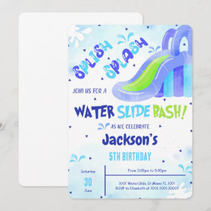 Invitation d'anniversaire de toboggan aquatique