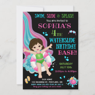 Invitation d'anniversaire de toboggan aquatique in