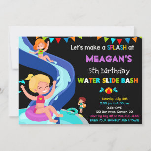 Invitation d'anniversaire de toboggan aquatique in