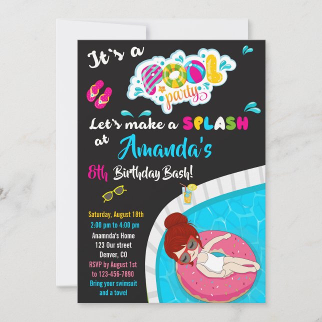 Invitation d'anniversaire de toboggan aquatique in (Devant)