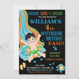 Invitation d'anniversaire de toboggan aquatique in