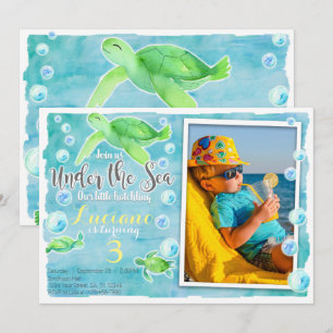 Invitation d'anniversaire de tortue de mer