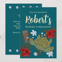 Invitation d'anniversaire de tortue de mer de dess