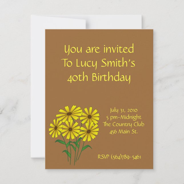 Invitation d'anniversaire de tournesol (Devant)