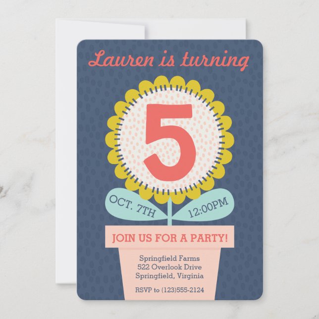 Invitation d'anniversaire de tournesol de n'import (Devant)