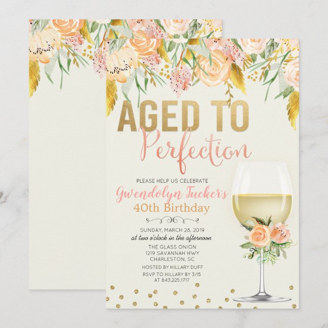 Invitation d'anniversaire de tout âge - Vieilli à  (Devant / Derrière)