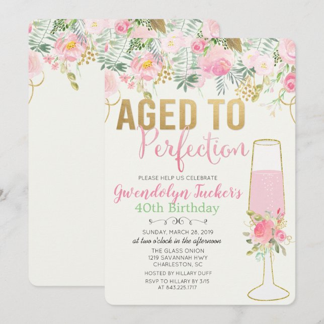 INVITATION D'ANNIVERSAIRE DE TOUT ÂGE - Vieilli à  (Devant / Derrière)