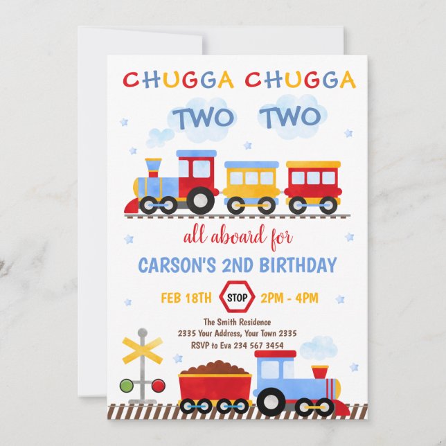 Invitation d'anniversaire de train Chugga Chugga T (Devant)