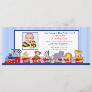 Invitation d'anniversaire de train d'animaux de