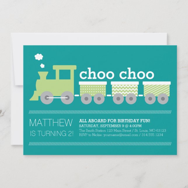 Invitation d'anniversaire de train de Choo Choo (Devant)