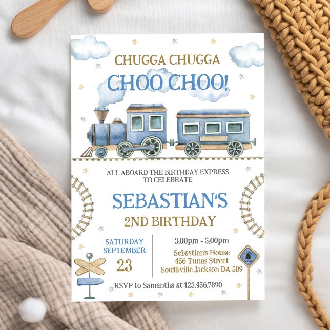 Invitation d'anniversaire de train de jouets pour  (Créateur téléchargé)