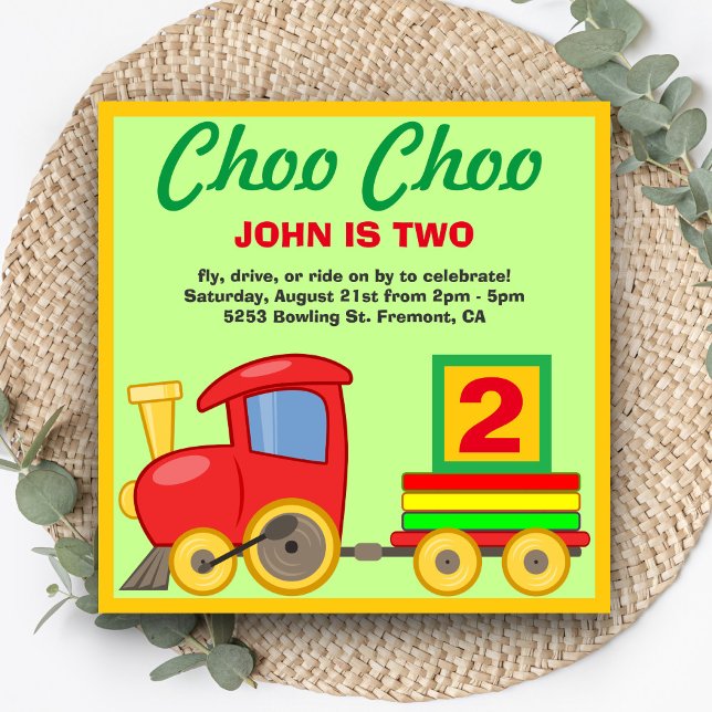 Invitation d'anniversaire de train jouet coloré Ch (Créateur téléchargé)