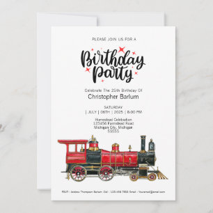 Invitation d'anniversaire de train vintage esthéti