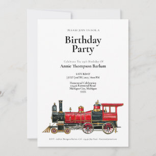 Invitation d'anniversaire de train vintage esthéti