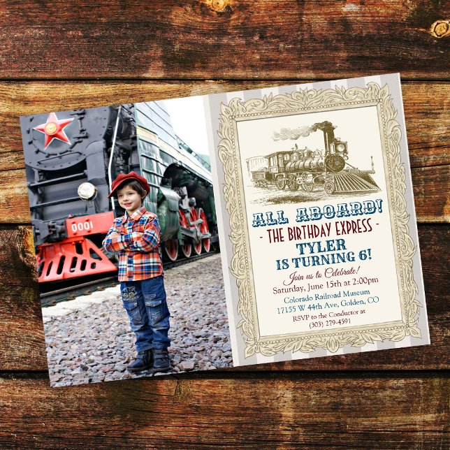 Invitation d'anniversaire de train vintage - TOUS  (Créateur téléchargé)