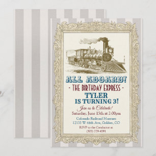 Invitation d'anniversaire de train vintage - TOUS 