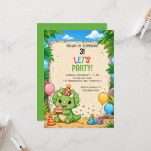 Invitation d'anniversaire de Triceratops mignon