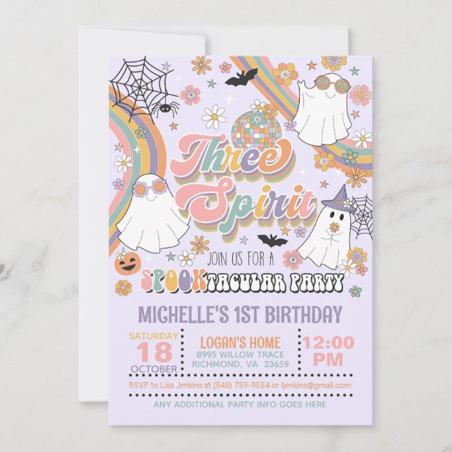 Invitation d'anniversaire de trois Esprit - Fille  (Devant)