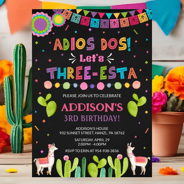 Invitation d'anniversaire de trois Esta (Créateur téléchargé)