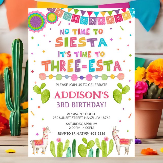 Invitation d'anniversaire de trois Esta (Créateur téléchargé)