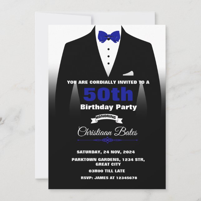 Invitation d'anniversaire de Tuxedo (Devant)