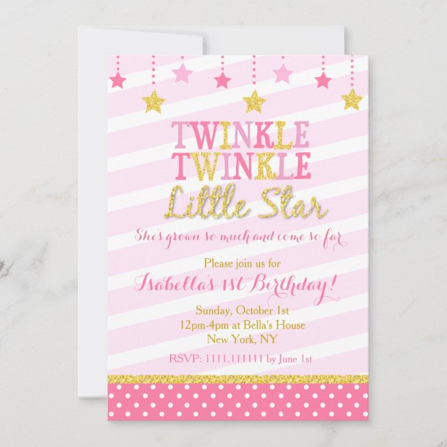 Invitation d'anniversaire de Twinkle Little Star (Devant)