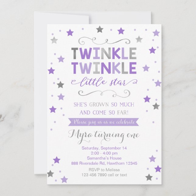 Invitation d'anniversaire de Twinkle Twinkle Littl (Devant)