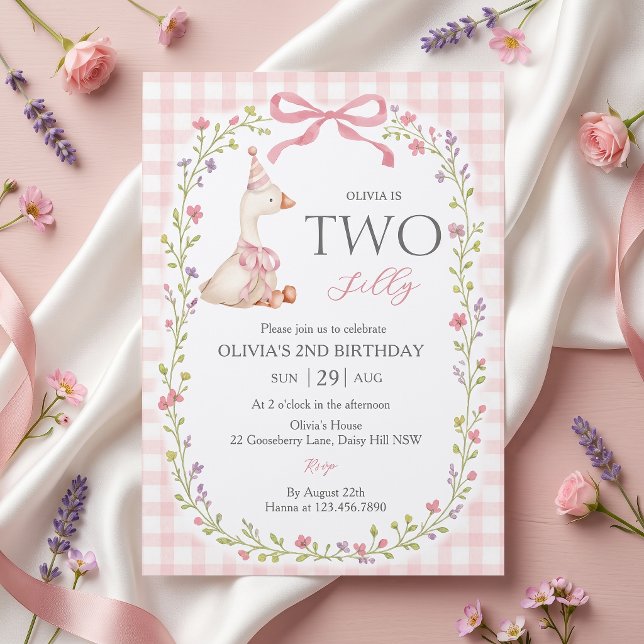 Invitation d'anniversaire de Two Silly Goose Bow W (Créateur téléchargé)