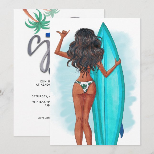 Invitation d'anniversaire de vacances de plage de  (Devant / Derrière)