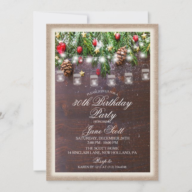 Invitation d'anniversaire de vacances rustique (Devant)