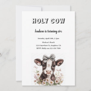 INVITATION D'ANNIVERSAIRE DE VACHE JEUNE ET MIGNON