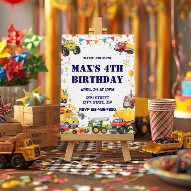 Invitation d'anniversaire de véhicule Aquarelle Vo (Créateur téléchargé)