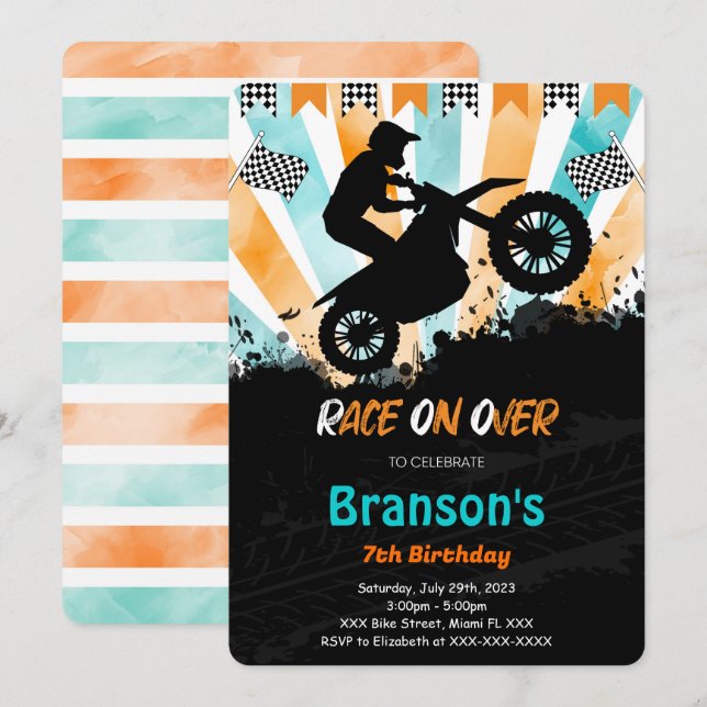 Invitation d'anniversaire de vélo (Devant / Derrière)