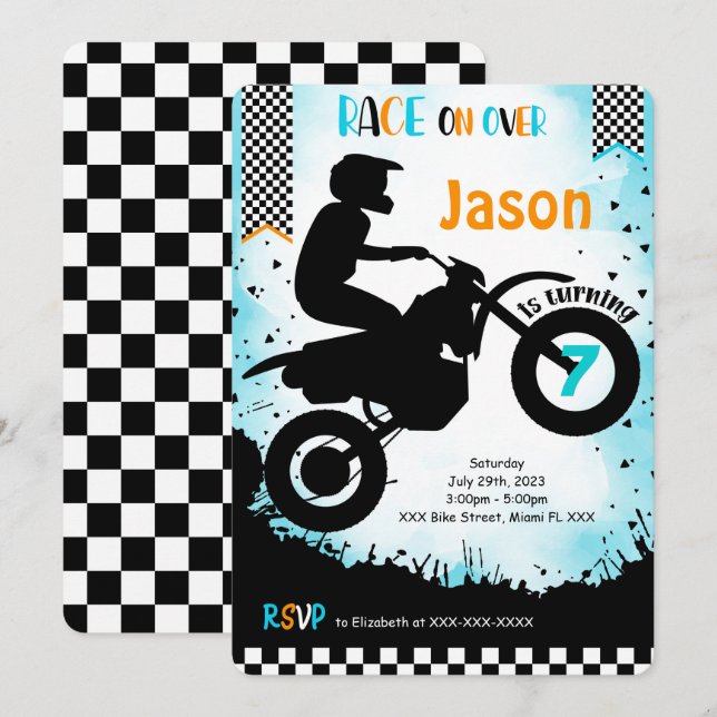 Invitation d'anniversaire de vélo modifiable (Devant / Derrière)