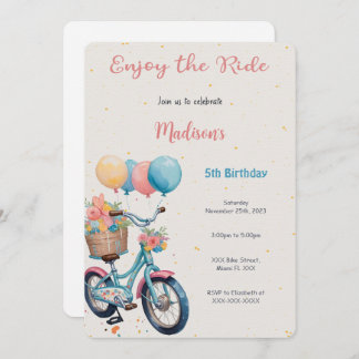 Invitation d'anniversaire de vélo rose et bleu