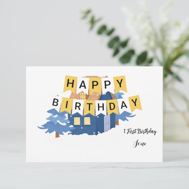 Invitation d'anniversaire de verdure rustique pour (Debout devant)