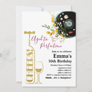 Invitation d'anniversaire de vin, âge à la perfect