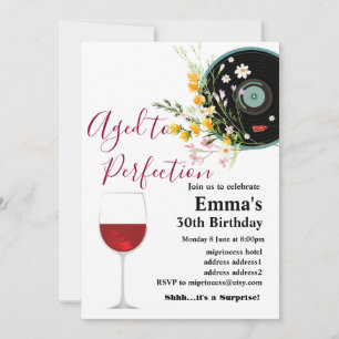 Invitation d'anniversaire de vin, âge à la perfect