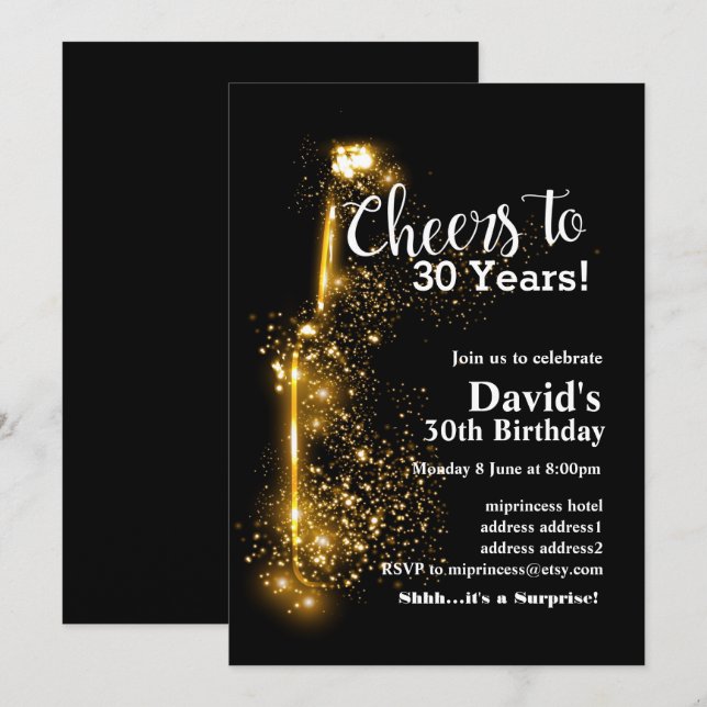 Invitation d'anniversaire de vin, encouragez à n'i (Devant / Derrière)
