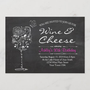 Invitation d'anniversaire de vin et de fromage