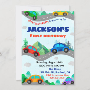 Invitation d'anniversaire de voiture Boy Transport