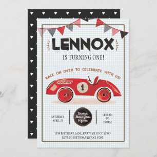 Invitation d'anniversaire de voiture de course